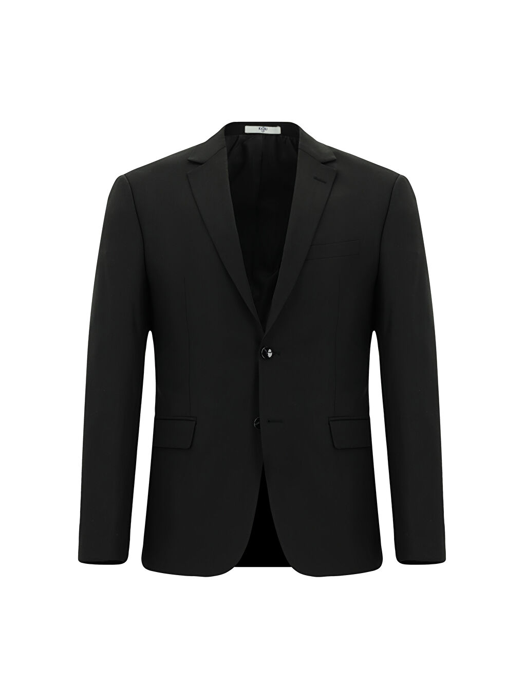 Siyah 4 Drop Relaxed Fit Rahat Kesim Mono Yaka Yünlü Takım Elbise-1