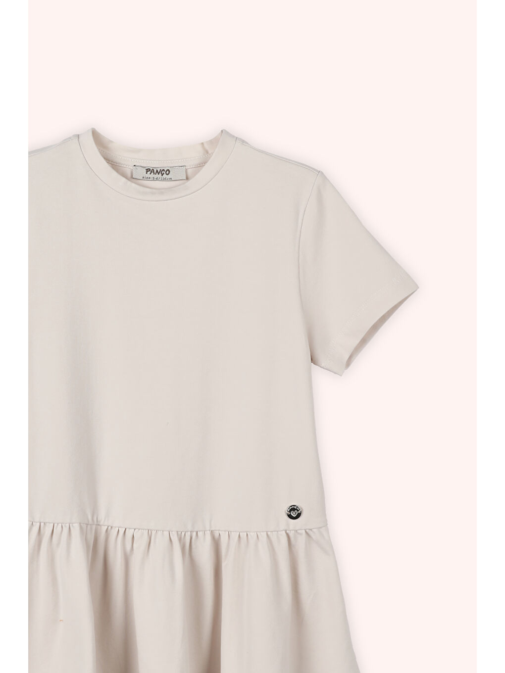 Kız Çocuk Aksesuar Detaylı Örme Elbise Bej-1