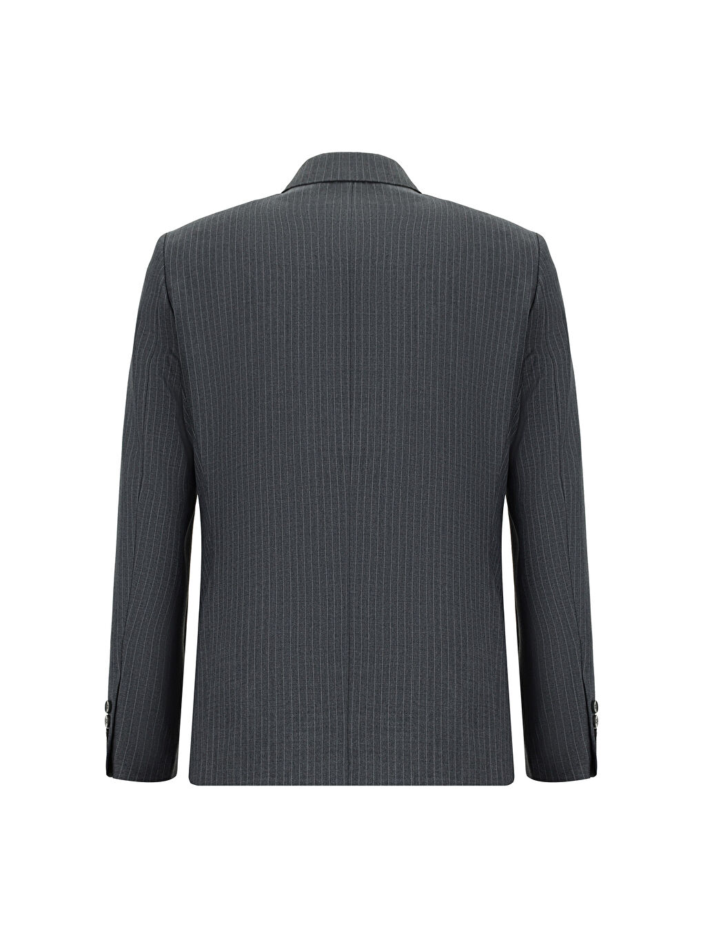 Antrasit Regular Fit Çizgili Kruvaze Takım Elbise-2