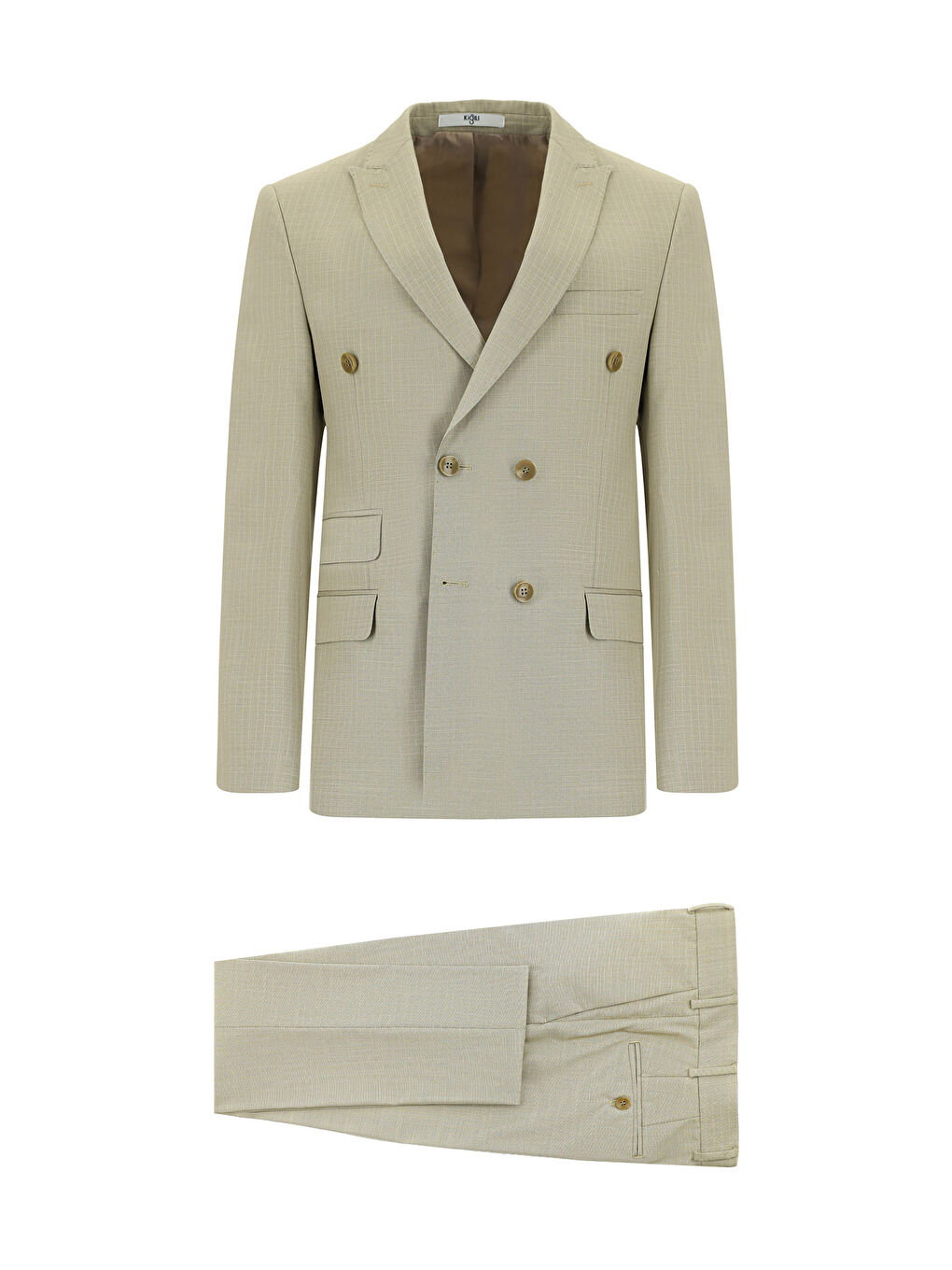 Kahverengi Super Slim Fit Ekstra Dar Kesim Çizgili Kruvaze Takım Elbise