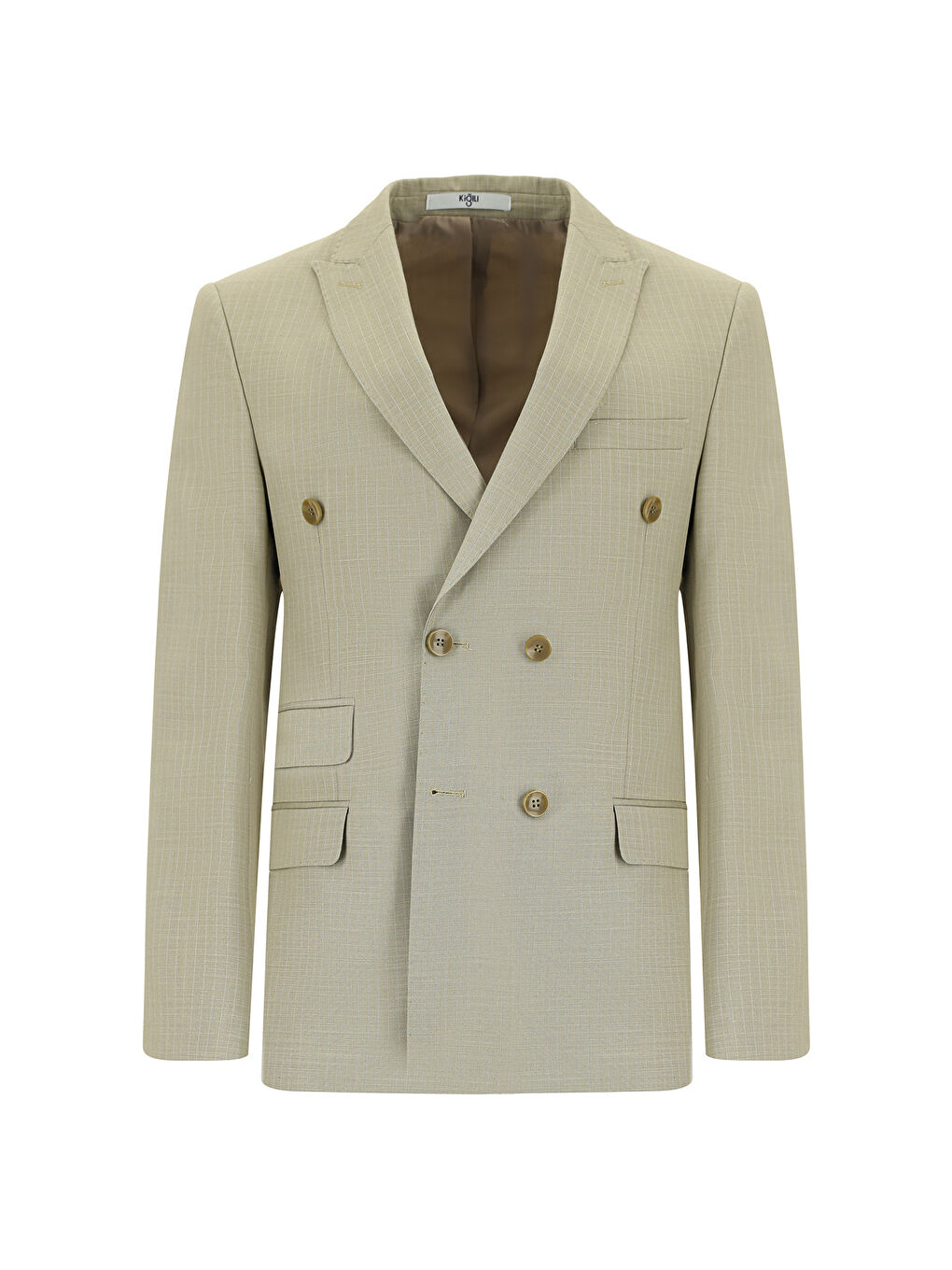 Kahverengi Super Slim Fit Ekstra Dar Kesim Çizgili Kruvaze Takım Elbise-1