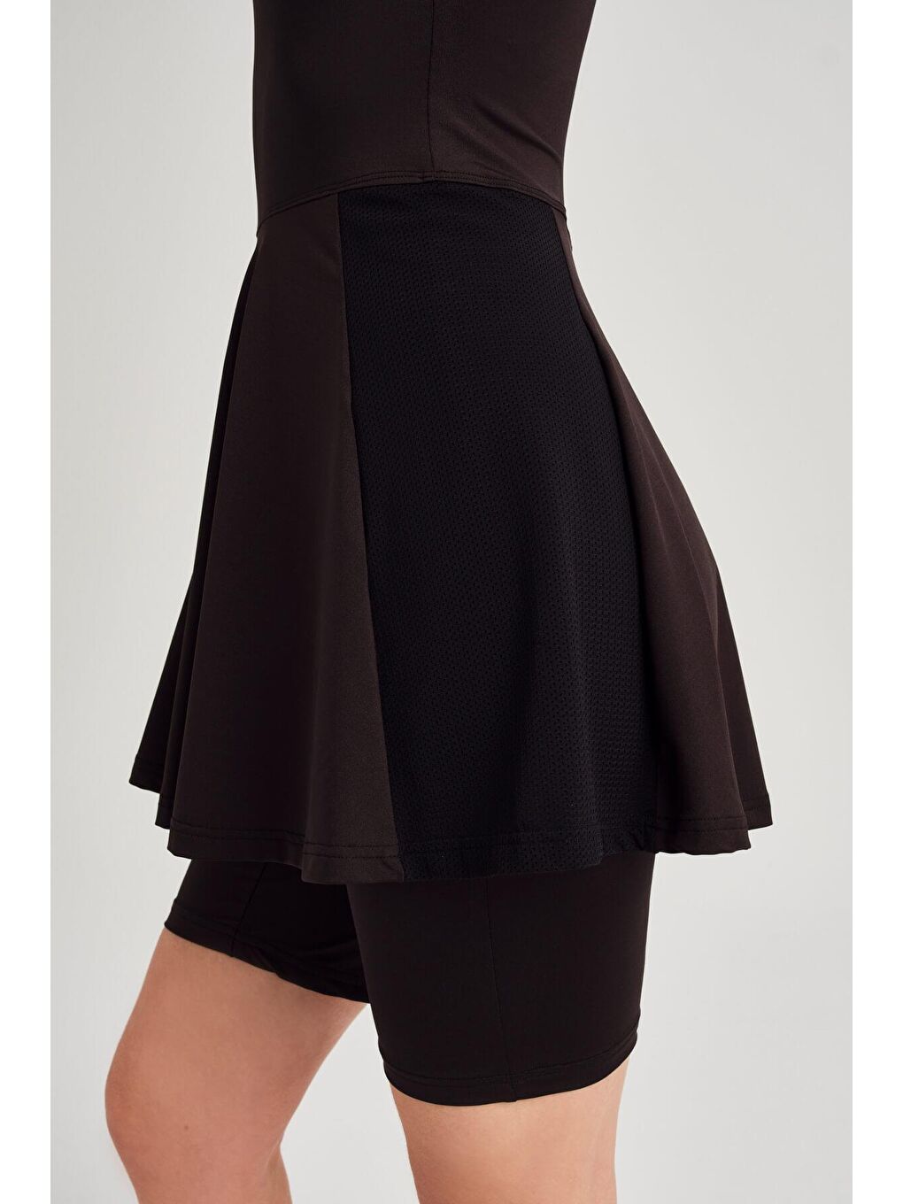 Yüzücü Sırt Etekli File Detaylı Siyah Tulum 2275-4