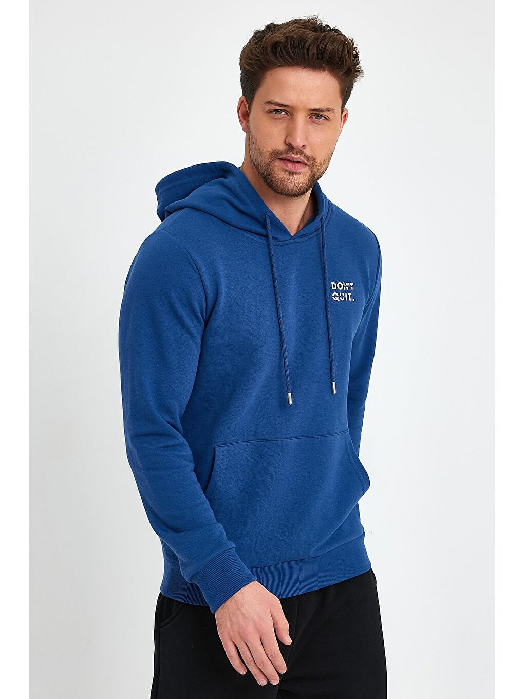 Mavi Erkek Dont Quit Baskılı 3 İplik Kapüşonlu Hoodie Sweatshirt-4