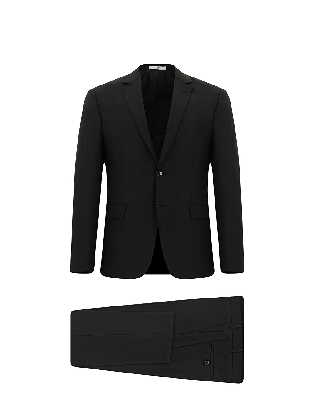Siyah 7 Drop Super Slim Fit Eksra Dar Kesim Mono Yaka Yünlü Takım Elbise