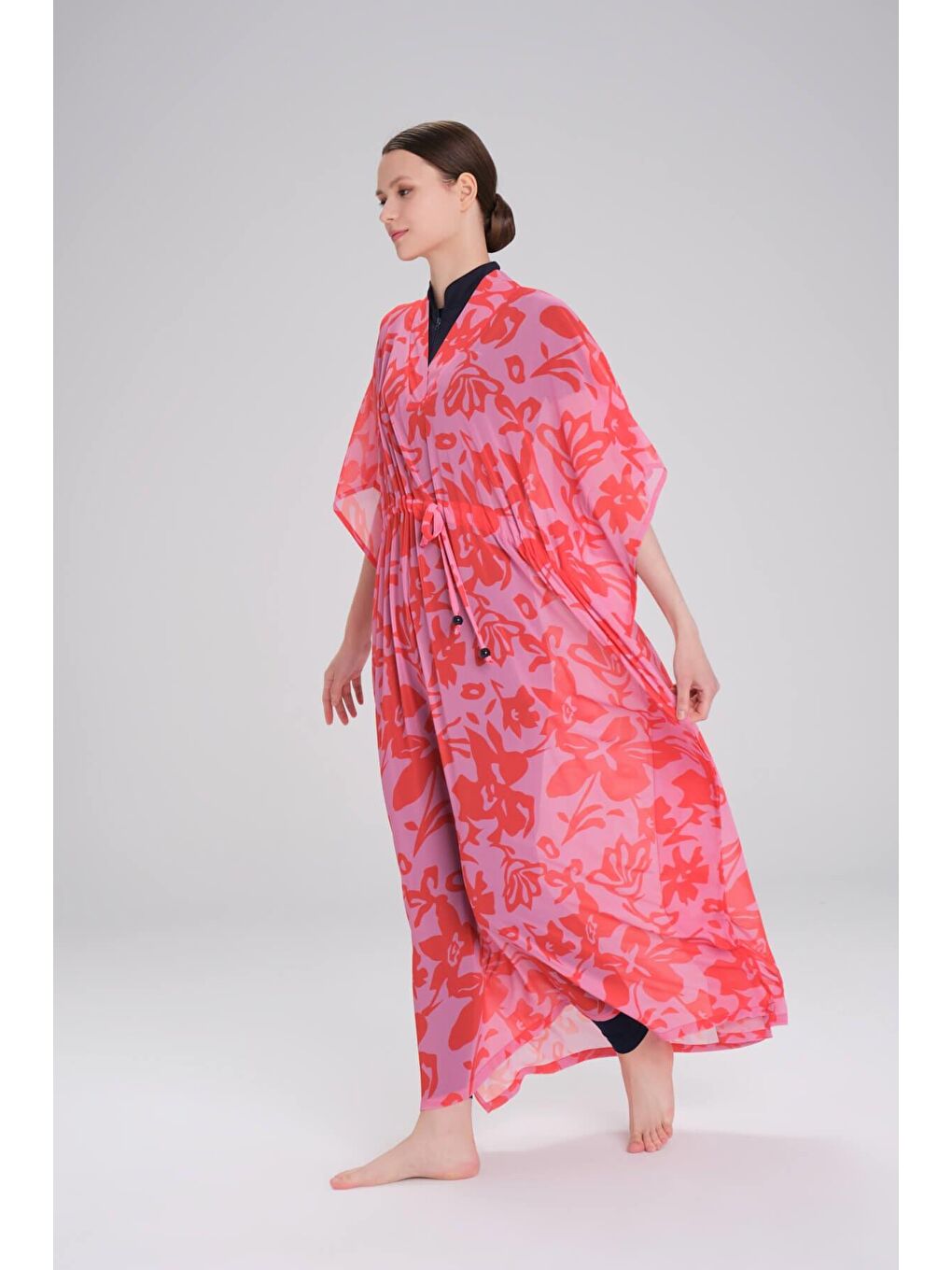 Desenli Pembe Uzun Pareo 4098-5