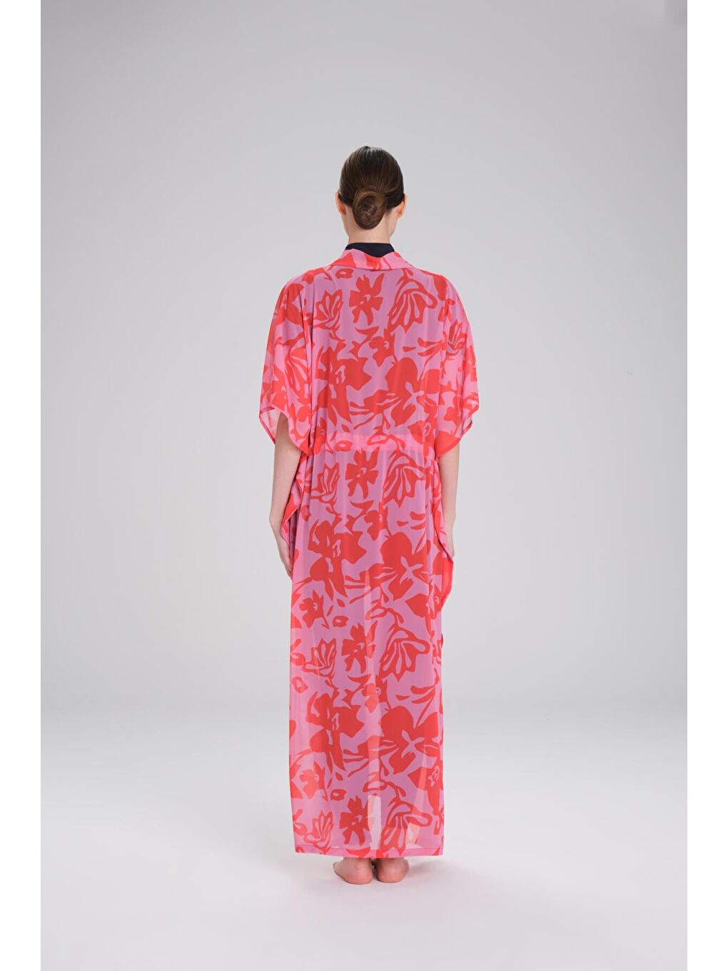 Desenli Pembe Uzun Pareo 4098-6