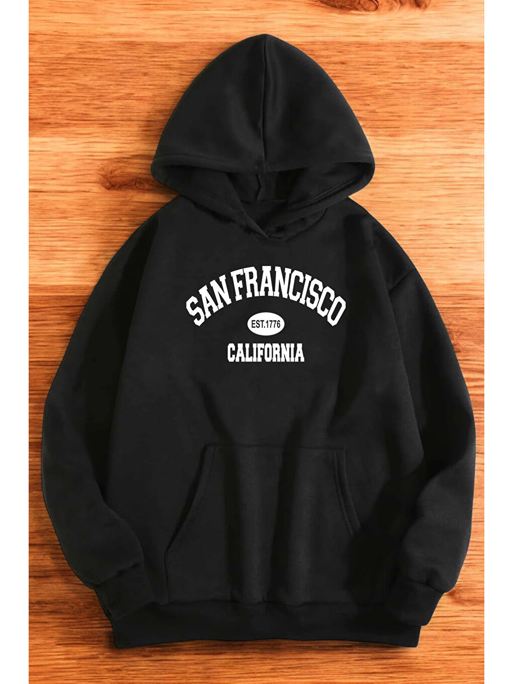 uyguntarz Siyah San Francisco Baskılı Oversize Sweatshirt