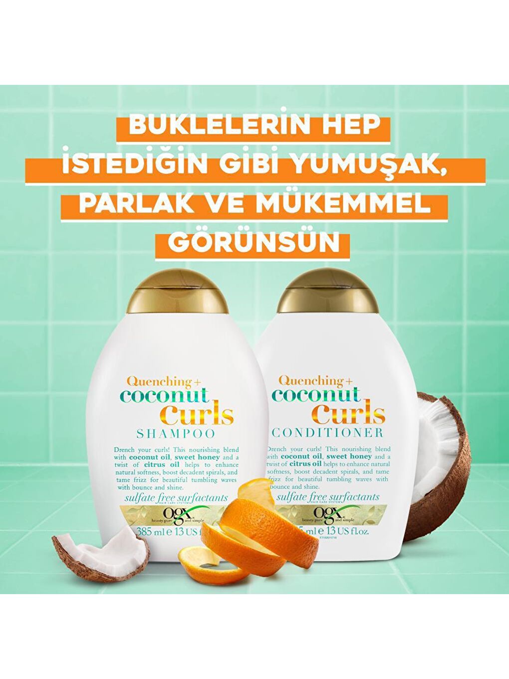 OGX Renksiz Bukleli Saçlar için Nemlendirici Coconut Curls Sülfatsız Bakım Kremi 385 ml - 1