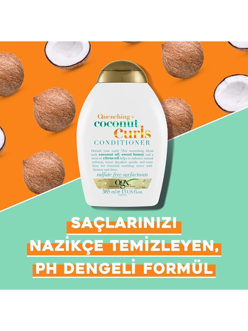 OGX Renksiz Bukleli Saçlar için Nemlendirici Coconut Curls Sülfatsız Bakım Kremi 385 ml - 4