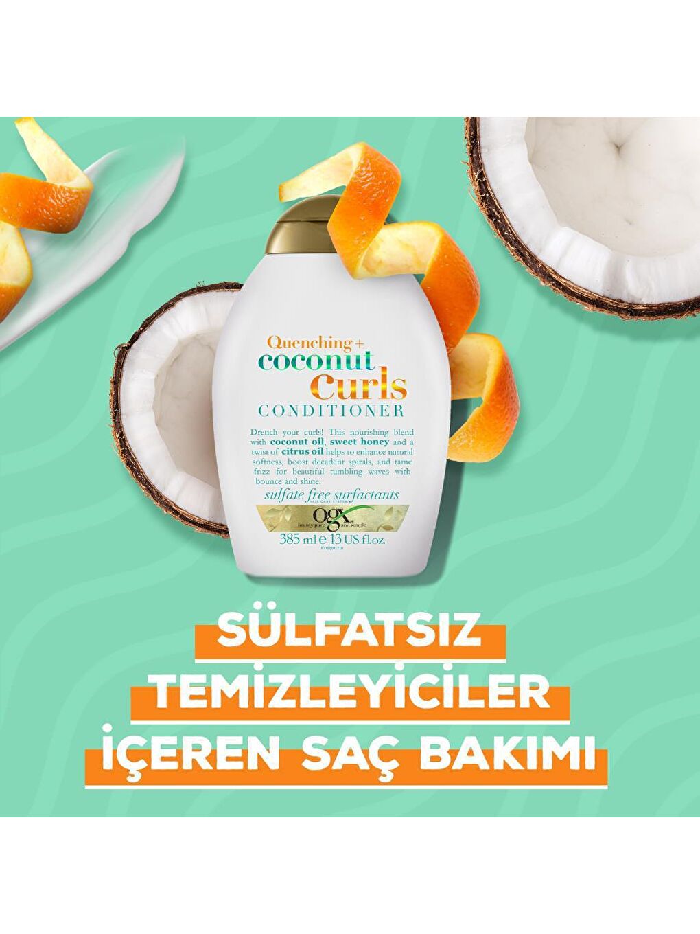 OGX Renksiz Bukleli Saçlar için Nemlendirici Coconut Curls Sülfatsız Bakım Kremi 385 ml - 5