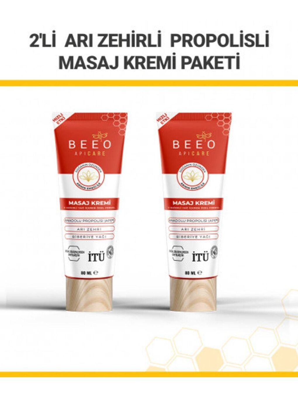 bee'o propolis Renksiz Beeo 2'li Arı Zehirli Propolisli Masaj Kremi Paketi