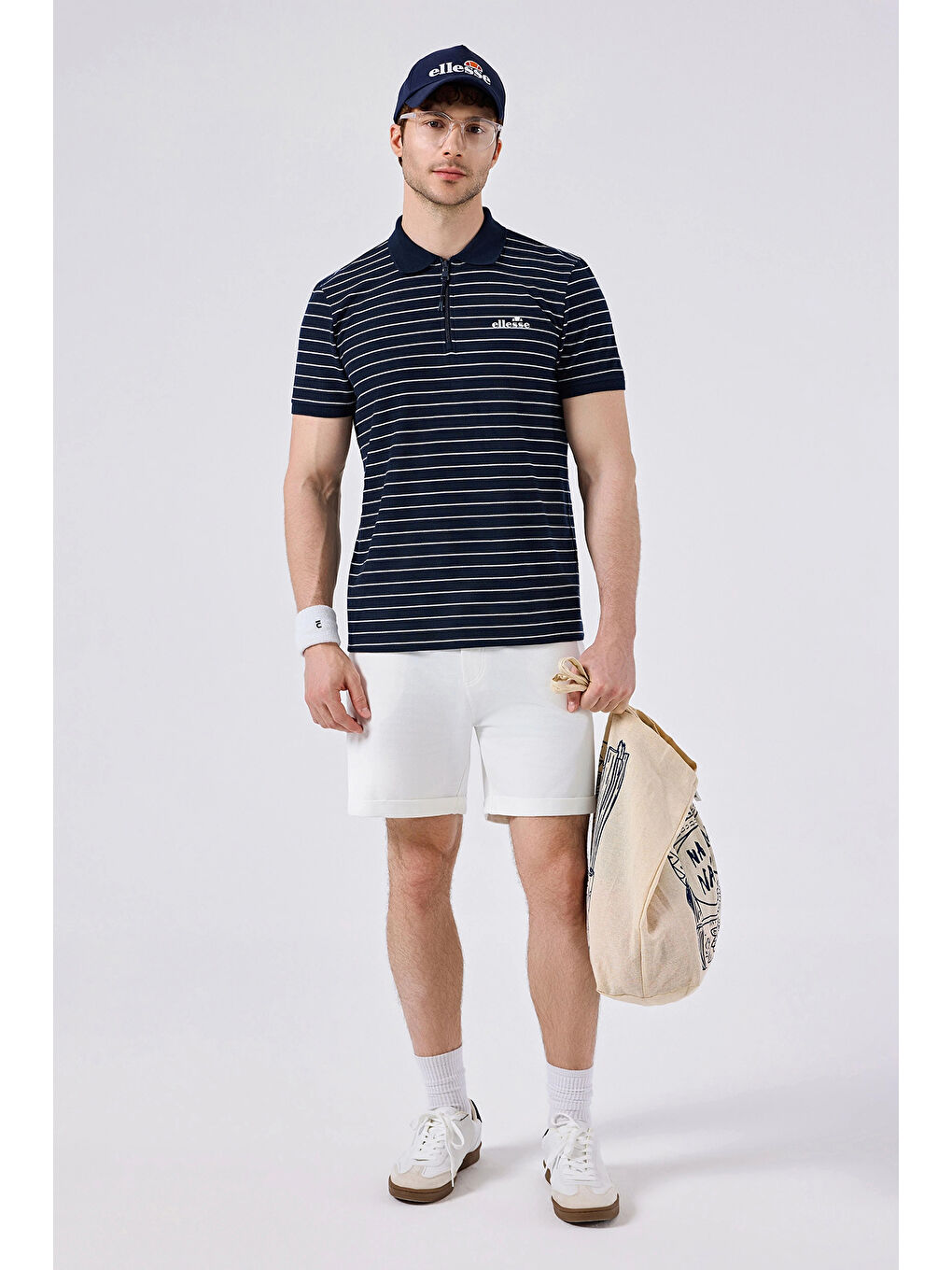 Lacivert Çizgili Regular Fit Fermuarlı Polo Yaka T Shirt 6SM5020-NV-2