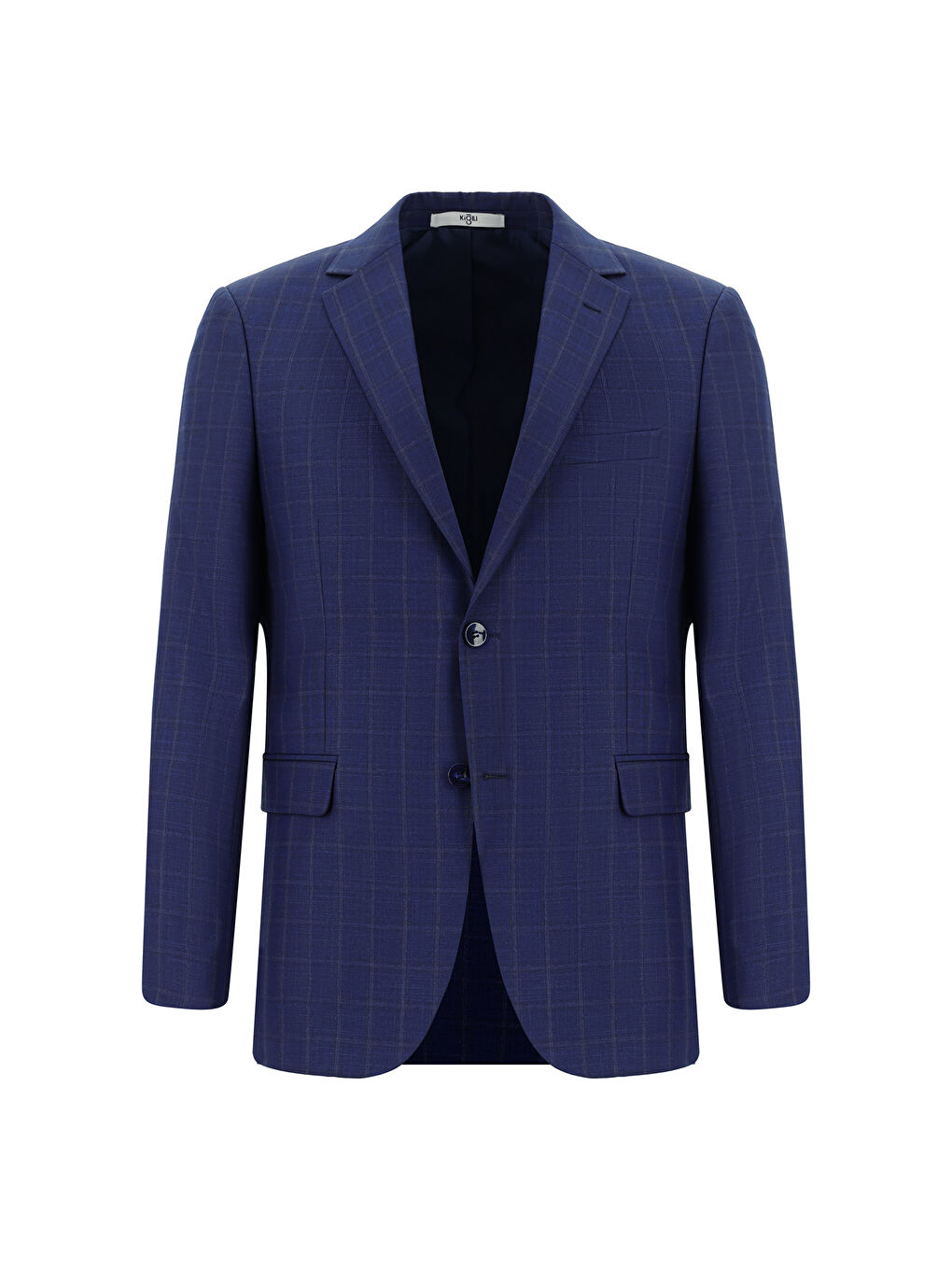 Lacivert Klasik Ekose Takım Elbise-1