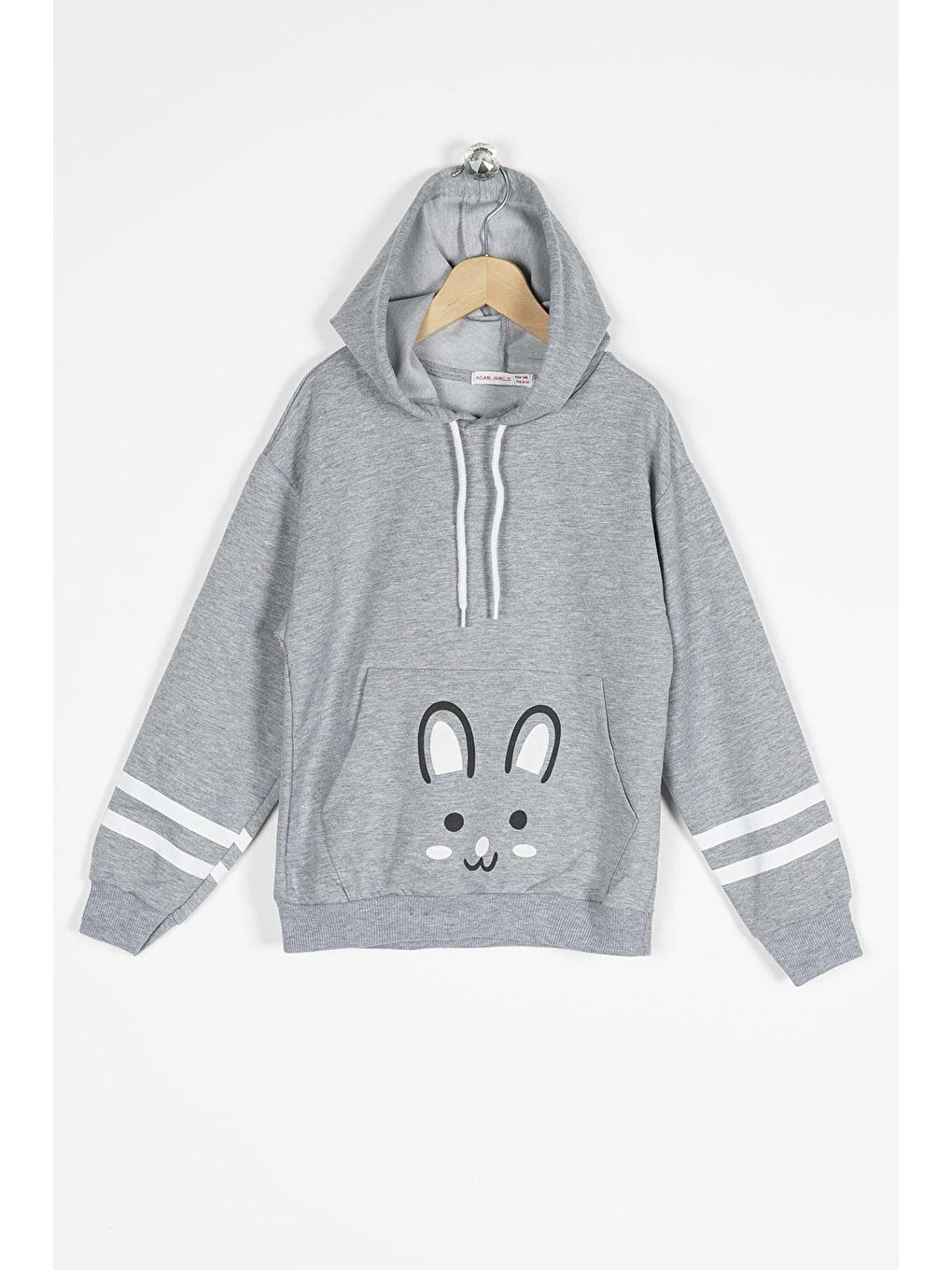 Gri Kapüşonlu Kız Çocuk Sweatshirt