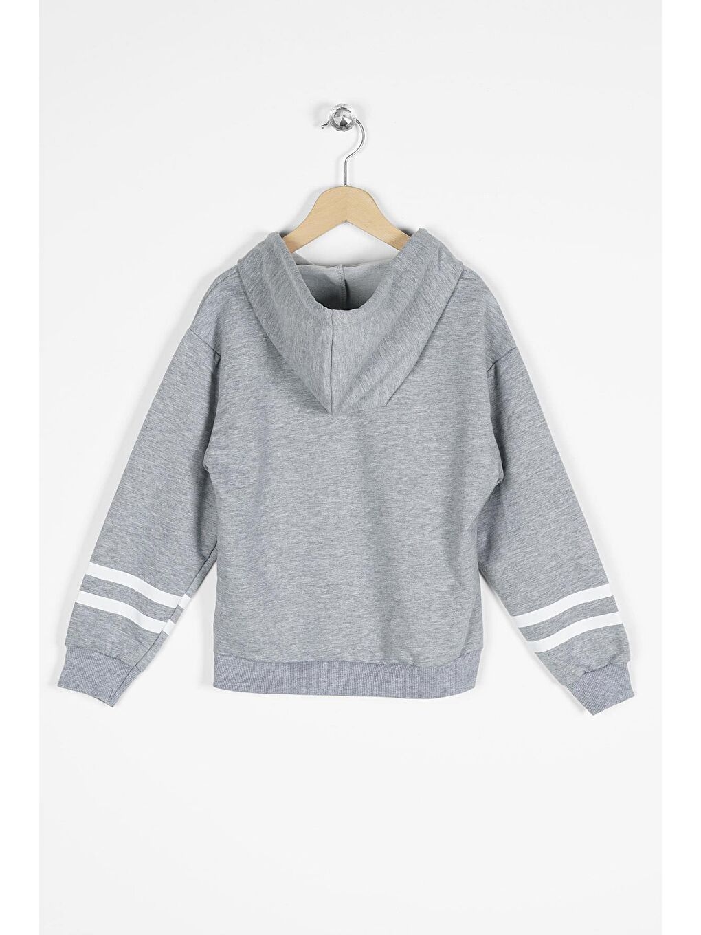Gri Kapüşonlu Kız Çocuk Sweatshirt-1