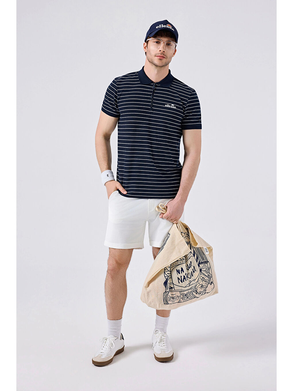 Lacivert Çizgili Regular Fit Fermuarlı Polo Yaka T Shirt 6SM5020-NV-4