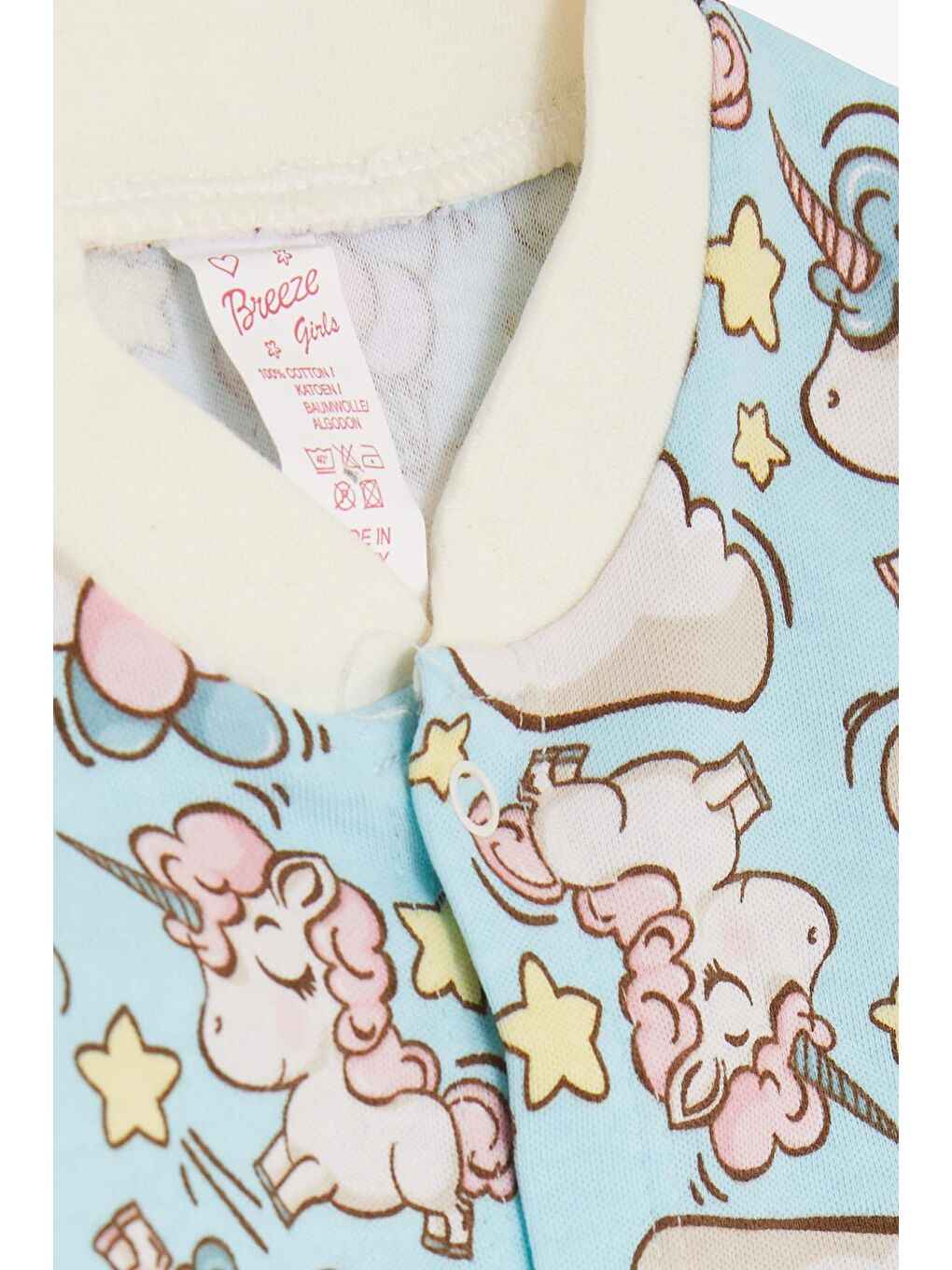 Kız Bebek Patikli Tulum  Desenli Gökyüzü Temalı Açık Mavi (0-6 Ay)-2