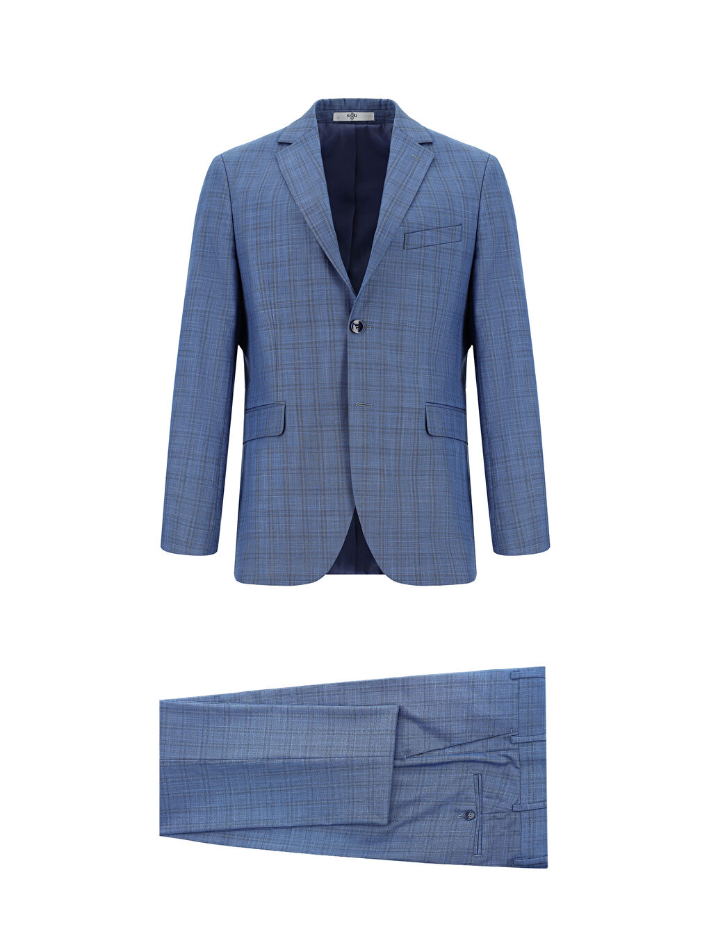 Mavi Regular Fit Klasik Ekose Takım Elbise