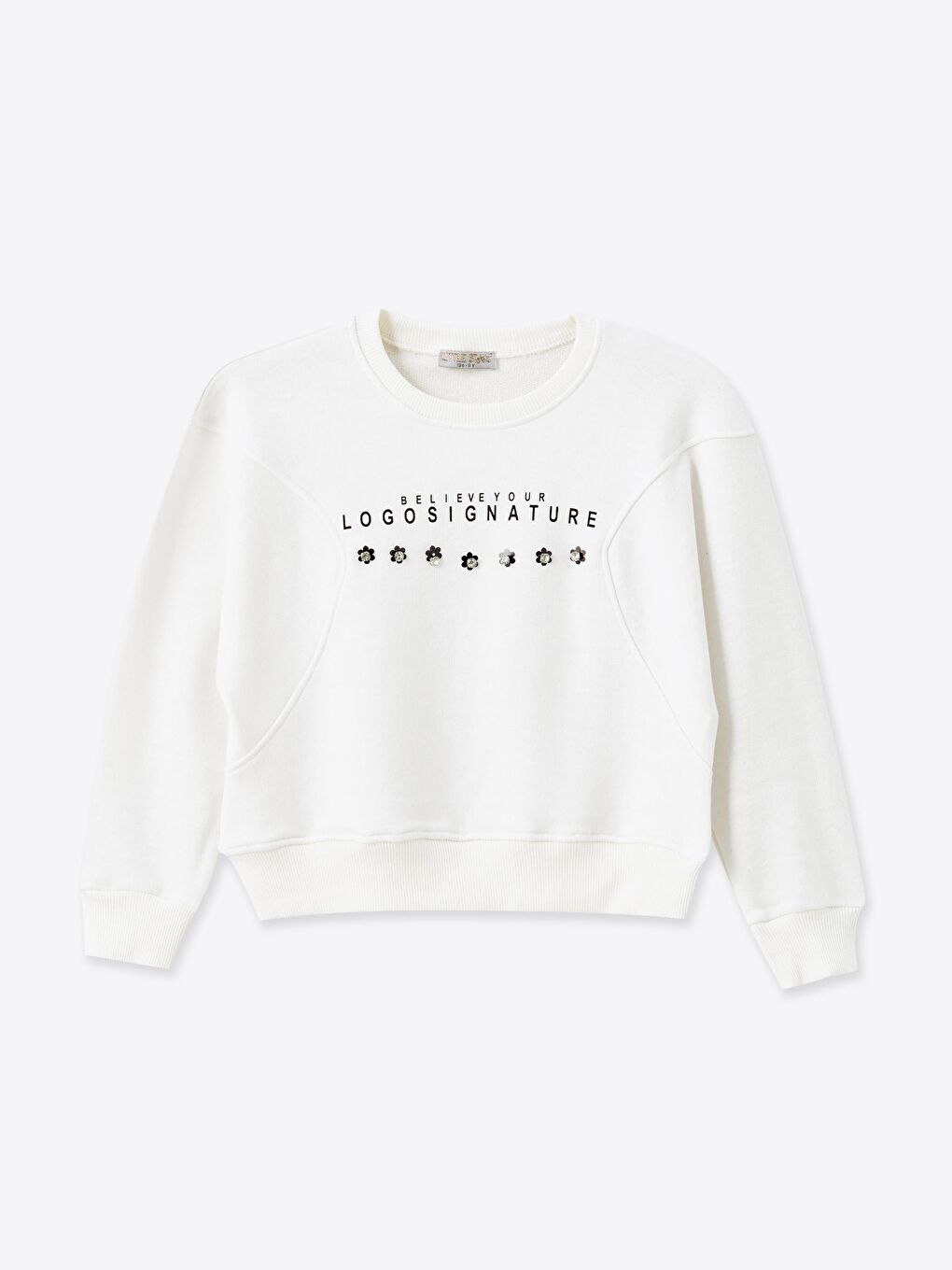 Little Star Ekru Kız Çocuk Papatya Taşlı Sweatshirt