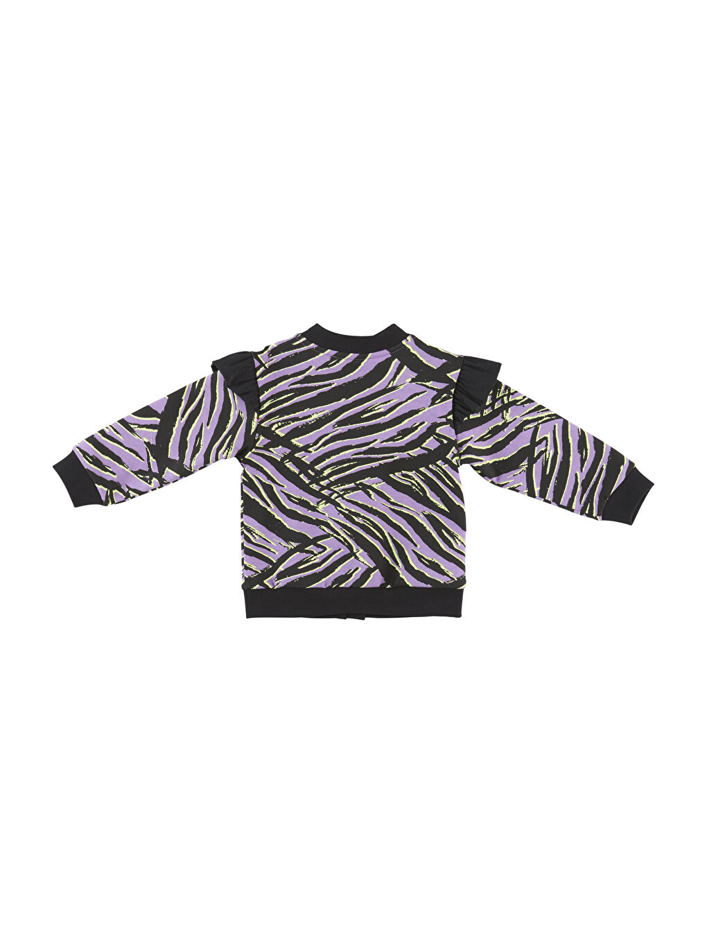 Panço Siyah Kız Çocuk  Zebra Desenli Fermuarlı Sweatshirt - 1