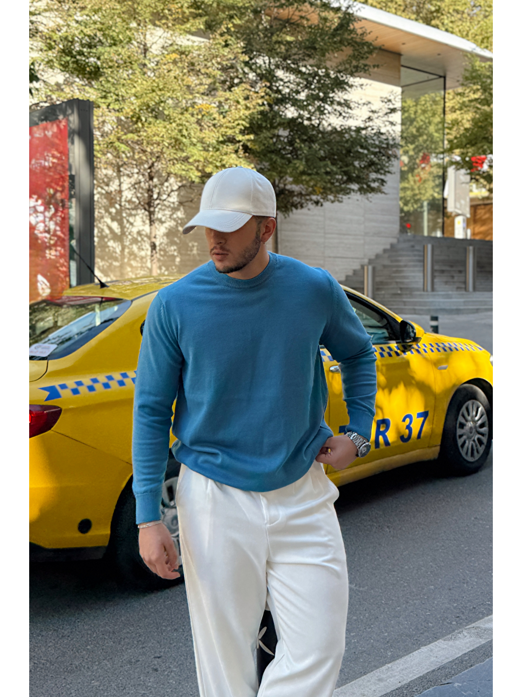 Mavi Acton Erkek %100 Organik Pamuk Bisiklet Yaka Triko Kazak-1