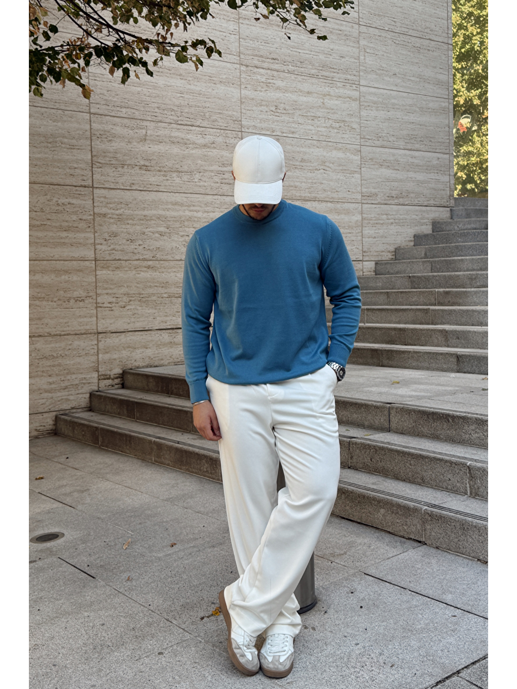 Mavi Acton Erkek %100 Organik Pamuk Bisiklet Yaka Triko Kazak-2