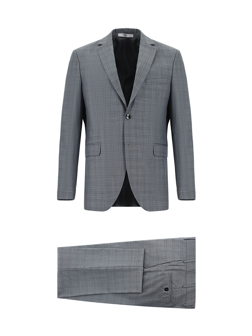 Antrasit Regular Fit Klasik Ekose Takım Elbise