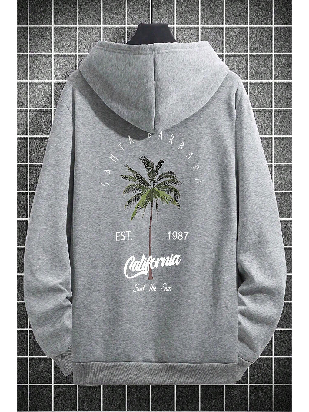 uyguntarz Gri California Baskılı Oversize Sweatshirt