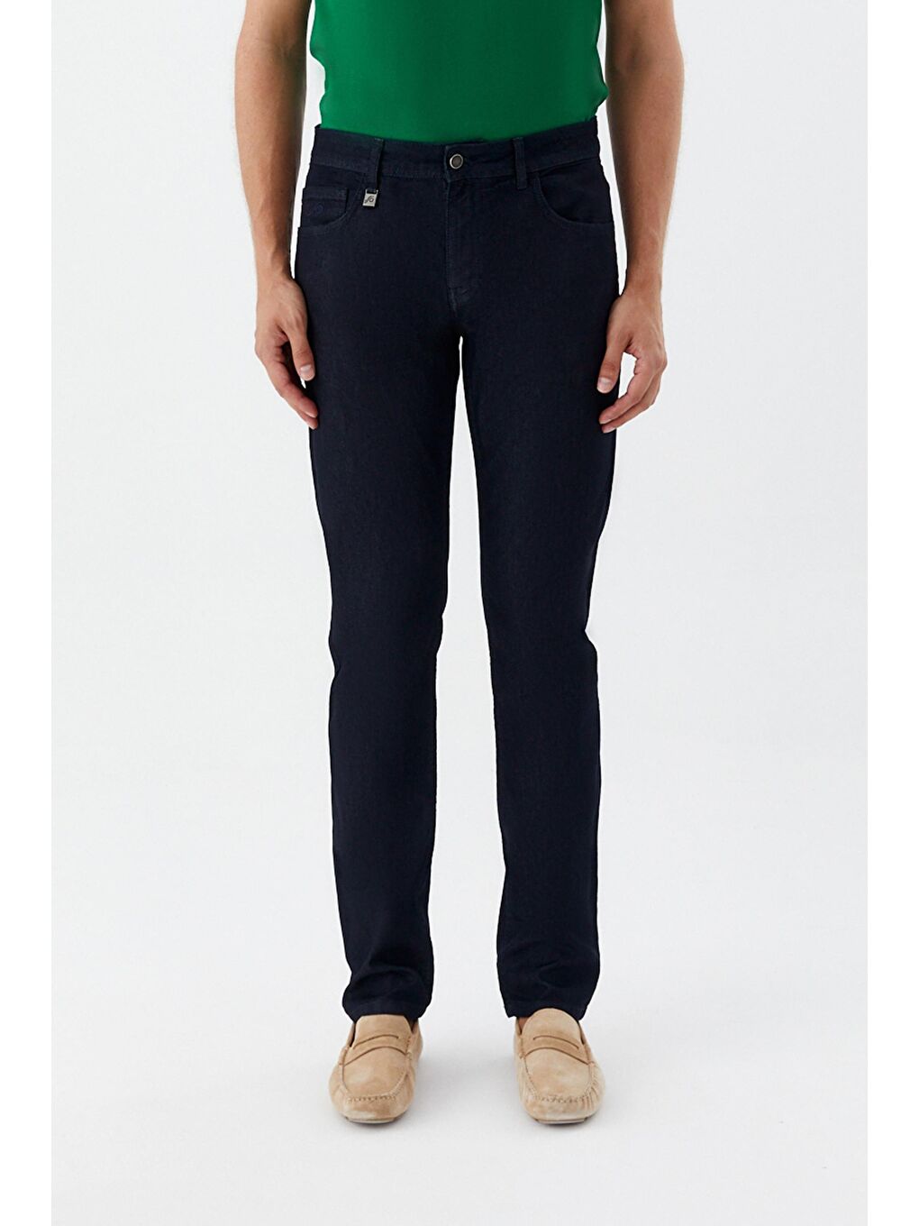 Erkek Lacivert Beş Cep Denim Pantolon – Standart Bel