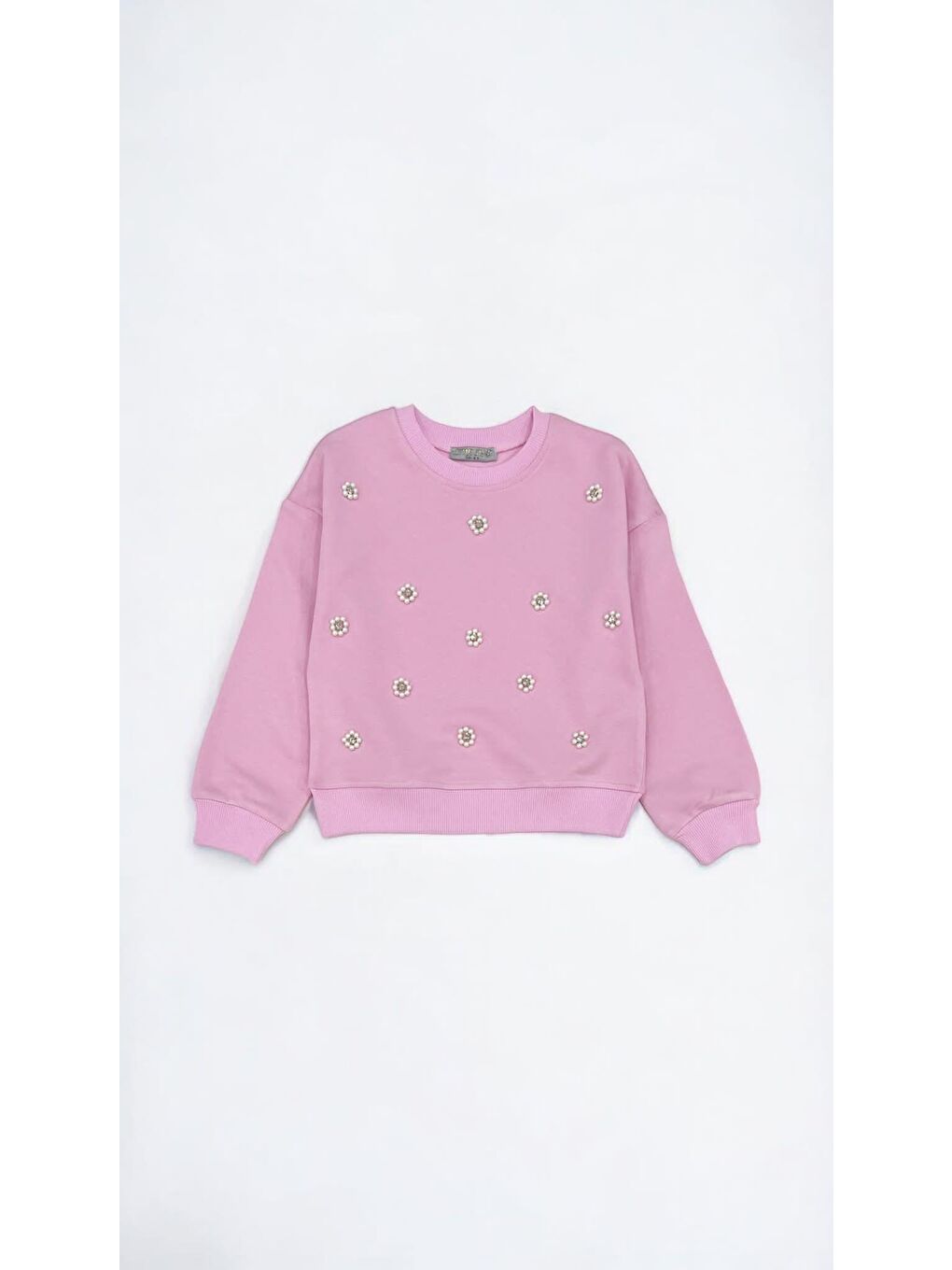 Little Star Pembe Kız Çocuk İnci Detaylı Sweatshirt