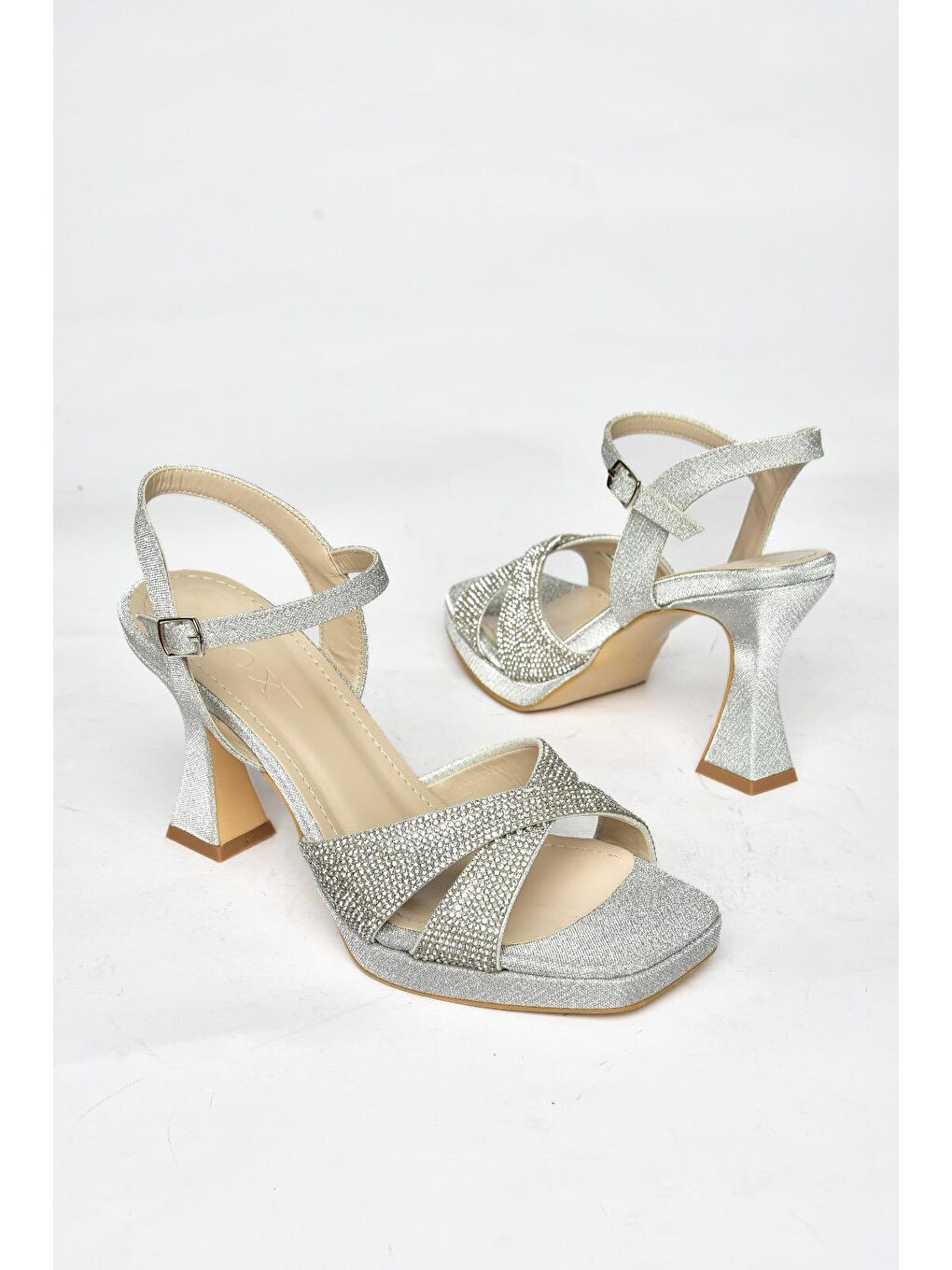 Gri S5693210 Gümüş Kadın Topuklu Ayakkabı-2