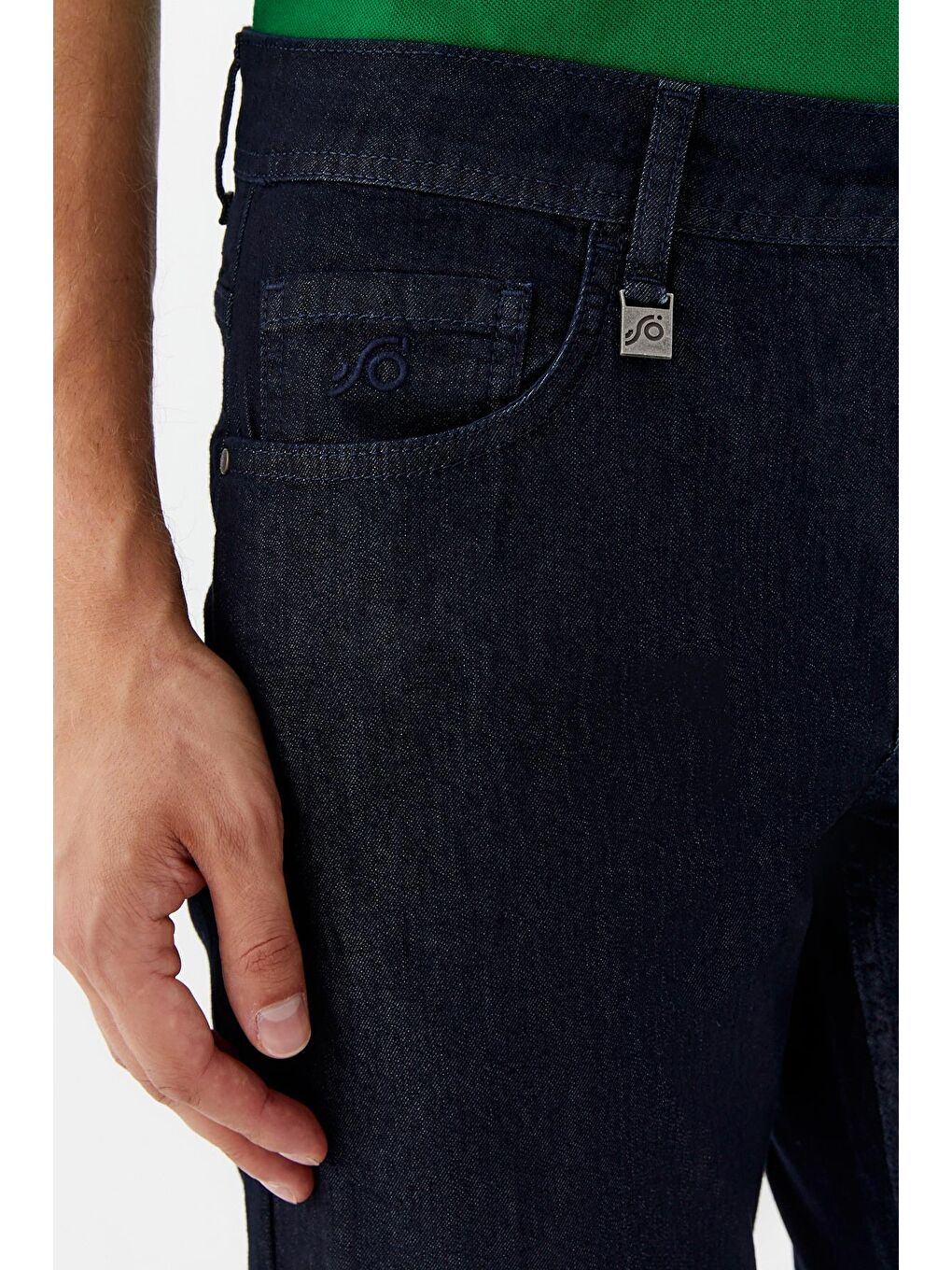 Erkek Lacivert Beş Cep Denim Pantolon – Standart Bel-3