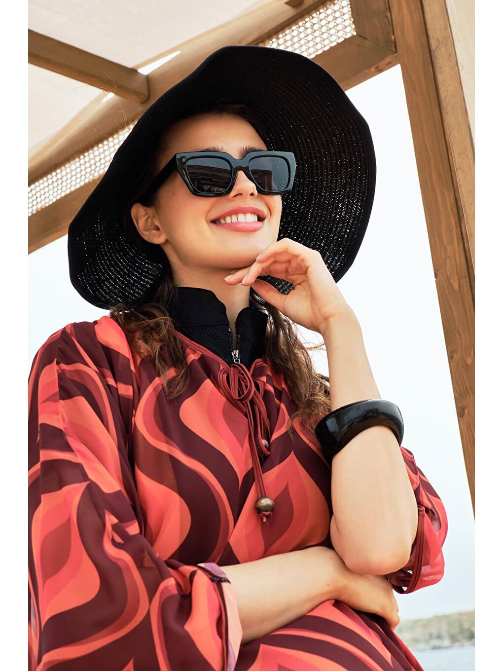 Desenli Mürdüm Uzun Pareo 4088-1