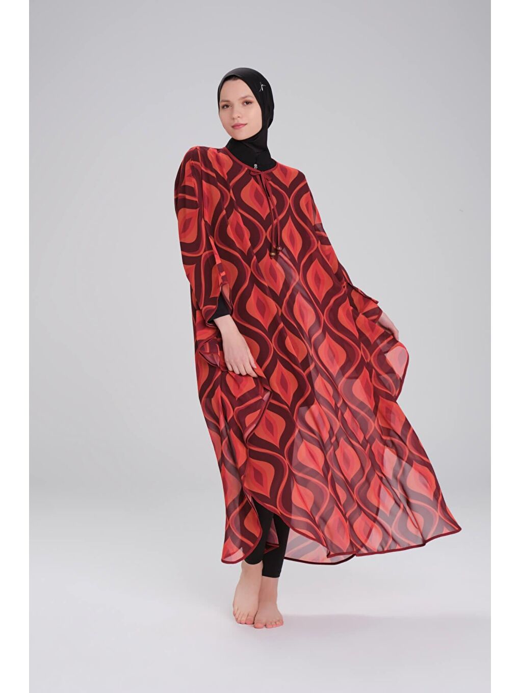 Desenli Mürdüm Uzun Pareo 4088-3