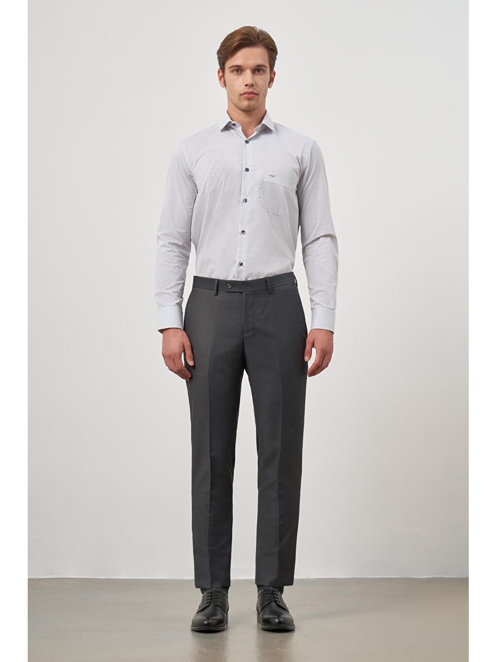 Koyu Antrasit Yandan Cepli Slim Fit Classic Erkek Pantolon 1003245152-1