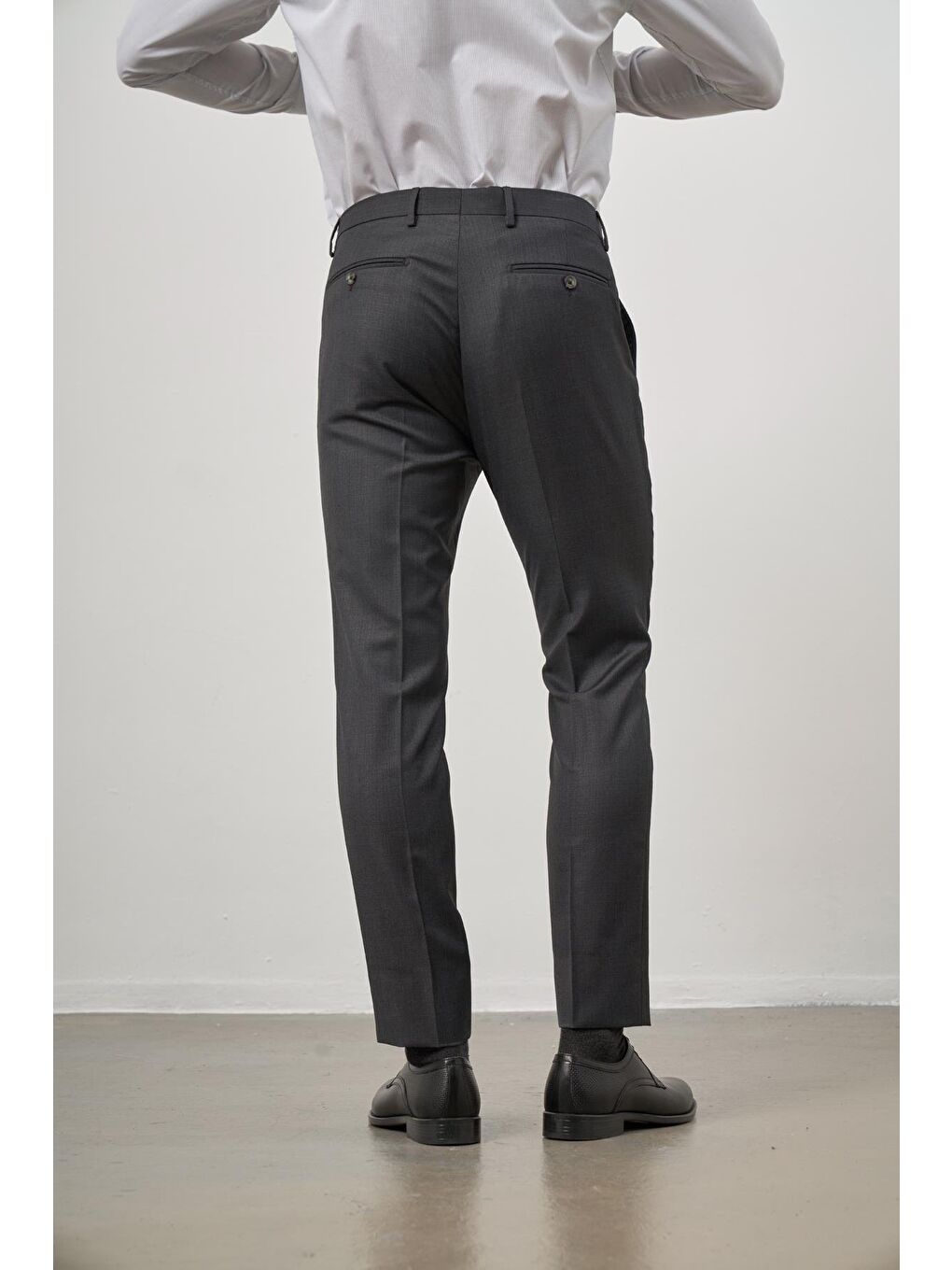 Koyu Antrasit Yandan Cepli Slim Fit Classic Erkek Pantolon 1003245152-5