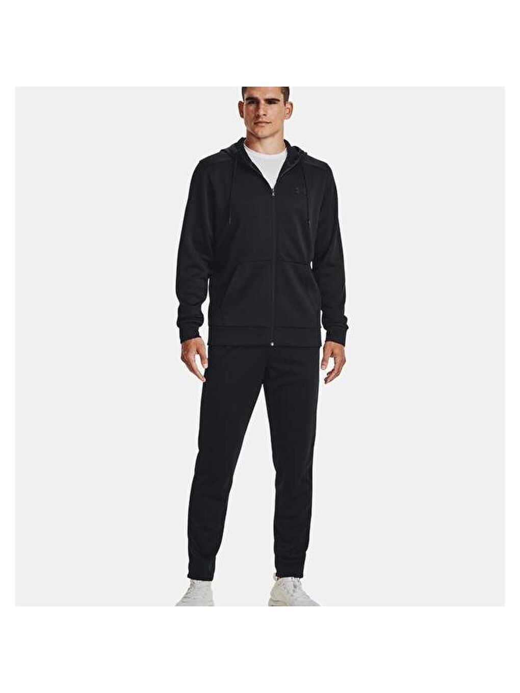 Armour Fleece Erkek Siyah Kapüşonlu Ceket-3