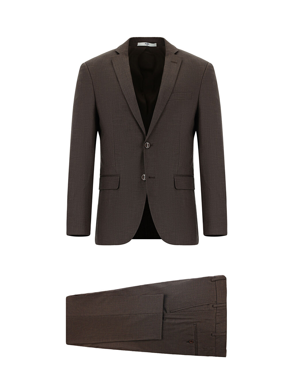 Kahverengi Super Slim Fit Ekstra Dar Kesim Klasik Desenli Takım Elbise
