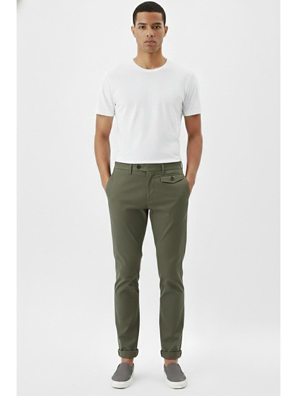 Giotelli Haki Regular Fit Dokuma Chino Erkek Pantolon-1
