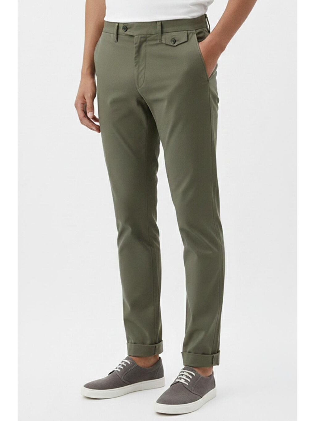 Giotelli Haki Regular Fit Dokuma Chino Erkek Pantolon-2