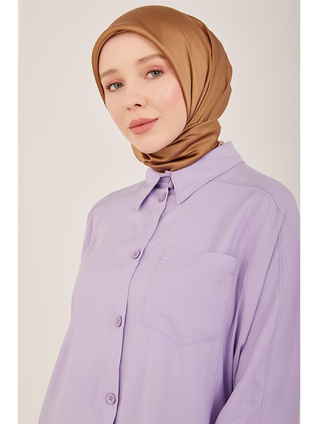 Mor Bedeni Kup Detaylı Oversize Gömlek 23Y3338-3
