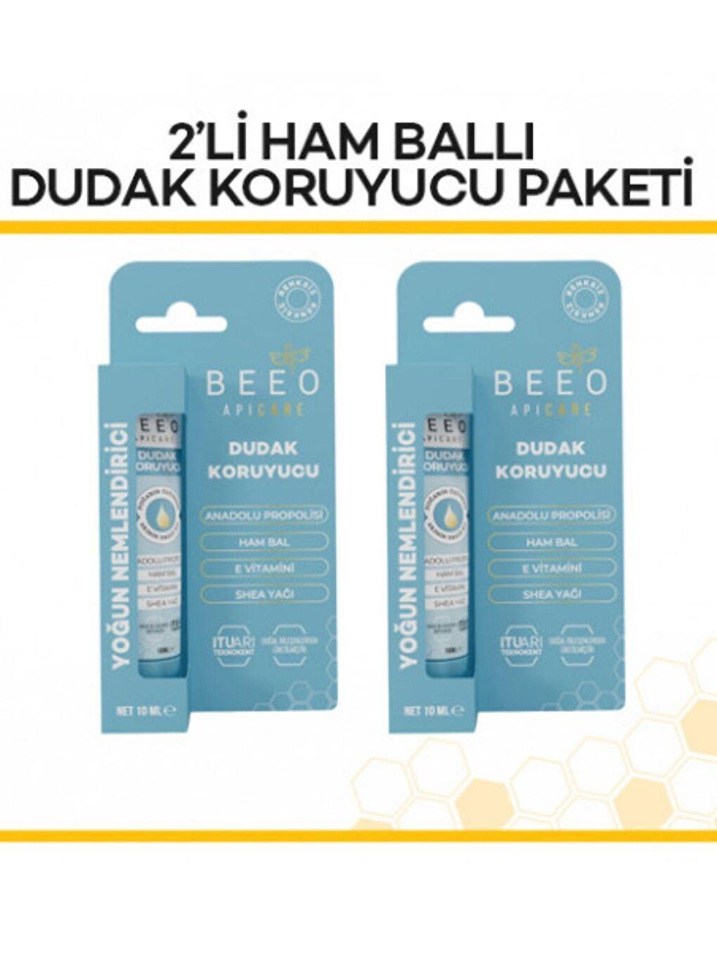 bee'o propolis Renksiz Beeo 2'li Ham Ballı Dudak Koruyucu Lip Balm Paketi