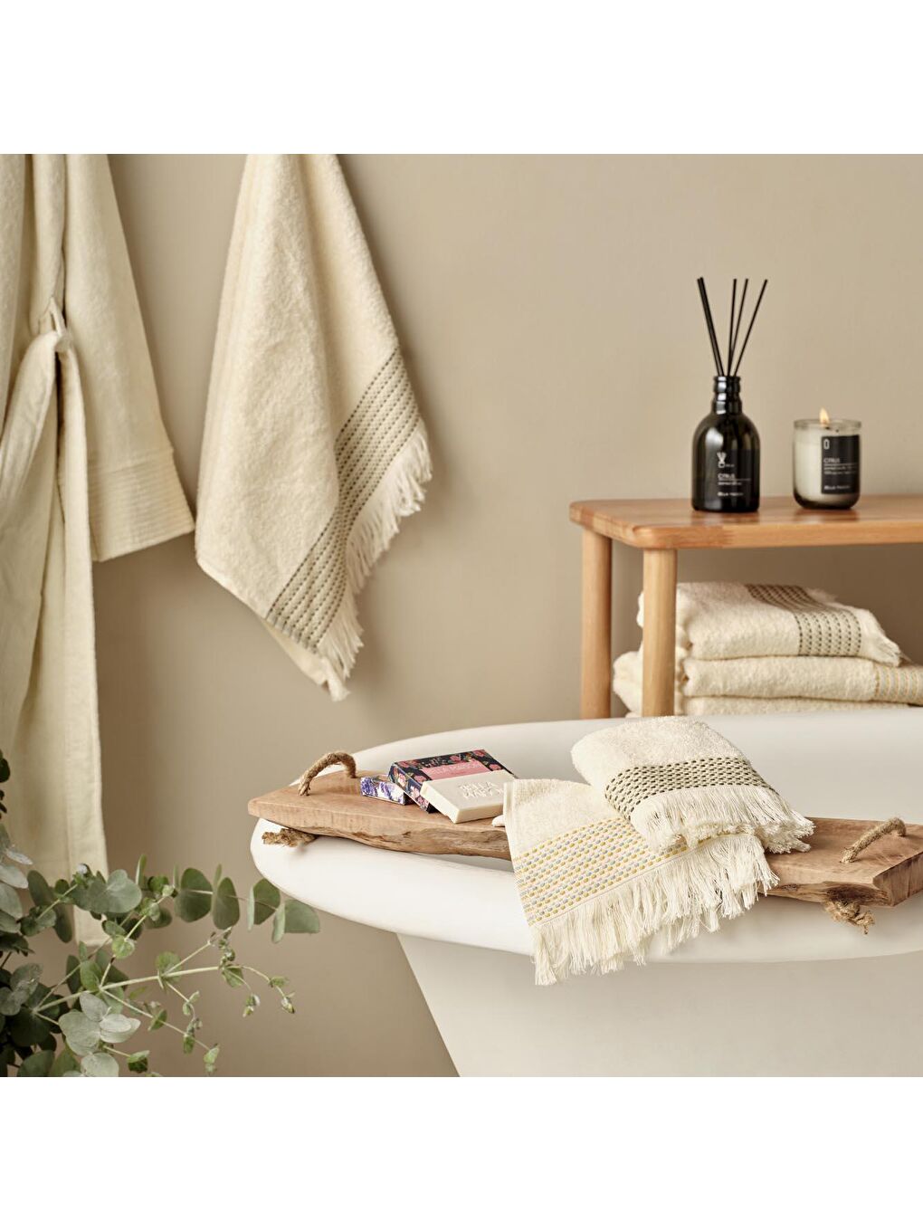 Stitch Stripes Banyo Havlusu Sarı-3