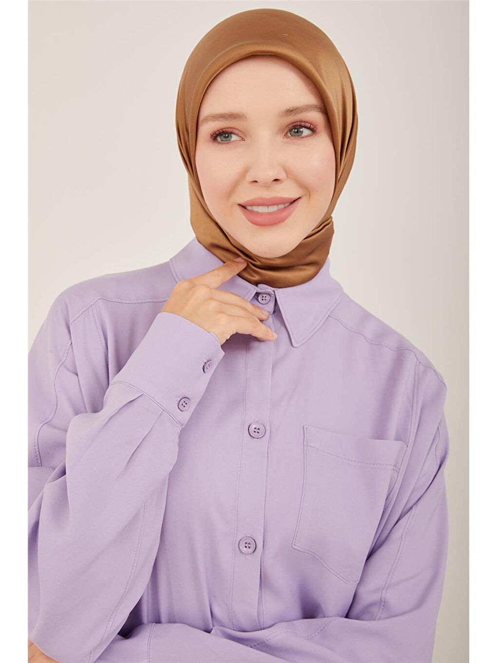 Mor Bedeni Kup Detaylı Oversize Gömlek 23Y3338-5