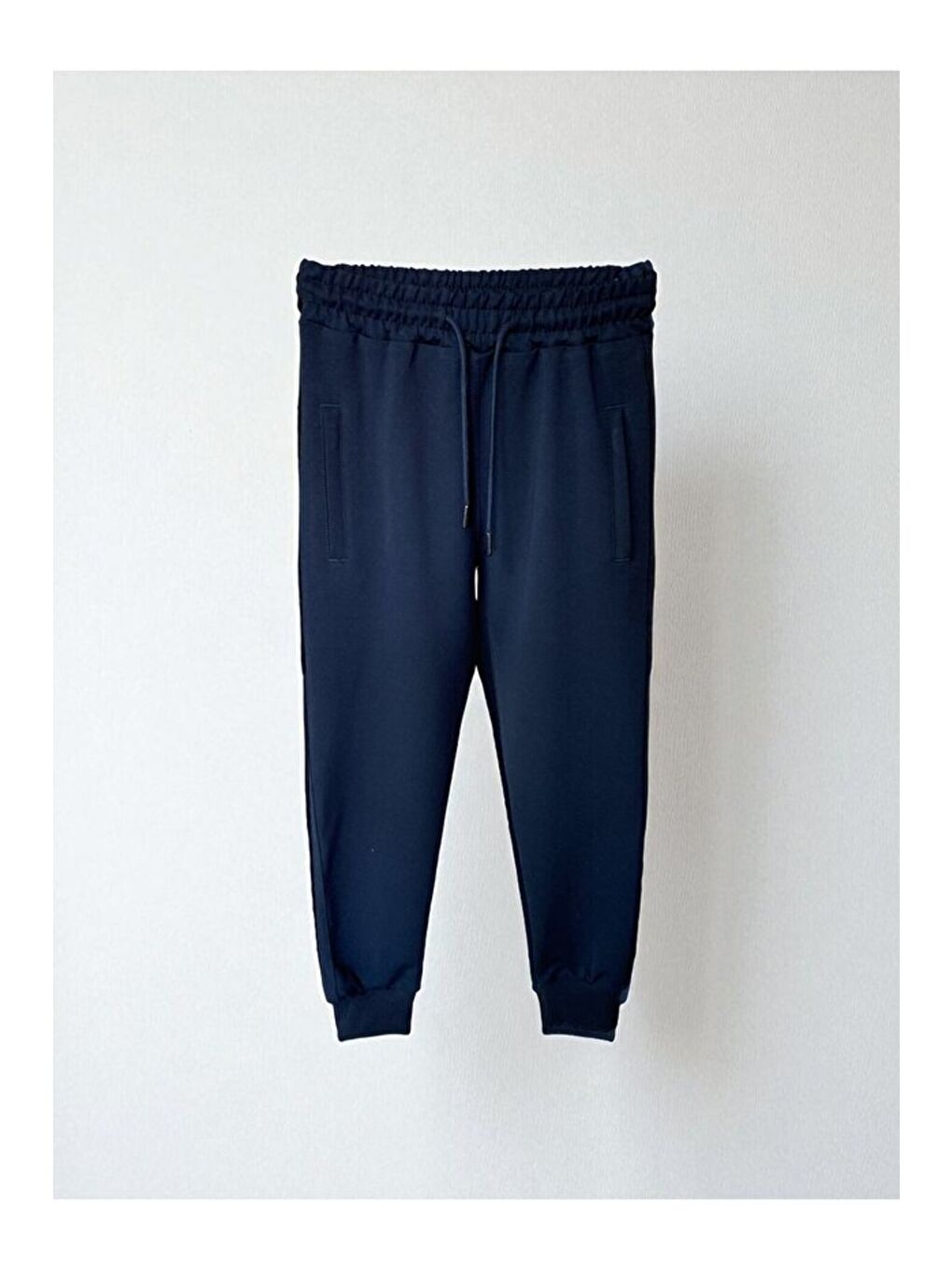 Lacivert Çocuk Pamuklu 3 İplik Fermuarlı Cepli Manşet Paça Yüksek Kalite Şardonlu Eşofman Altı