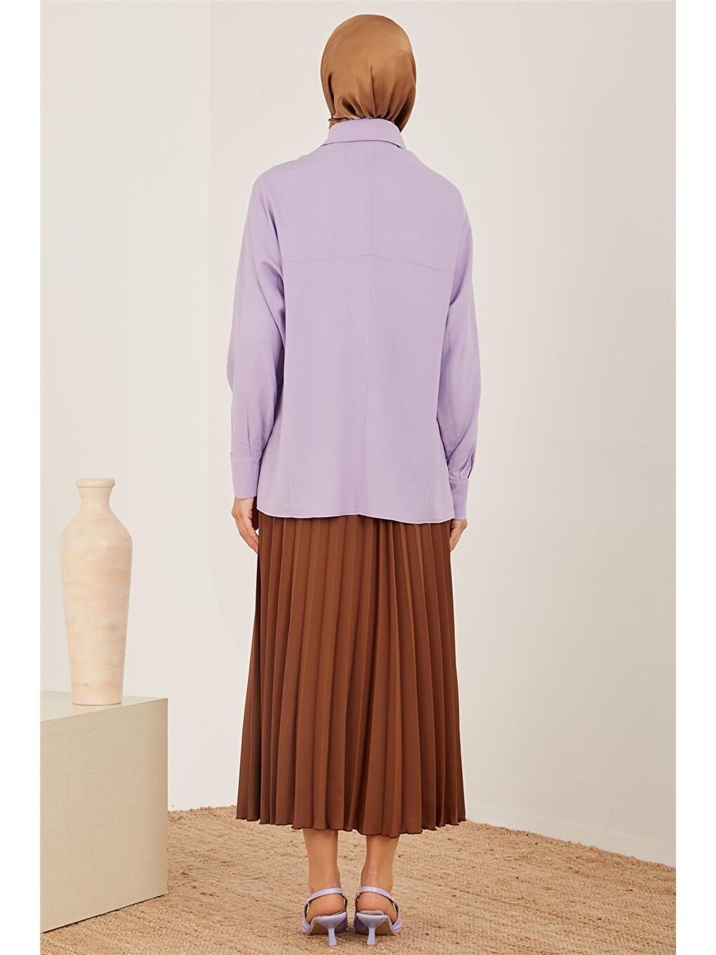 Mor Bedeni Kup Detaylı Oversize Gömlek 23Y3338-6