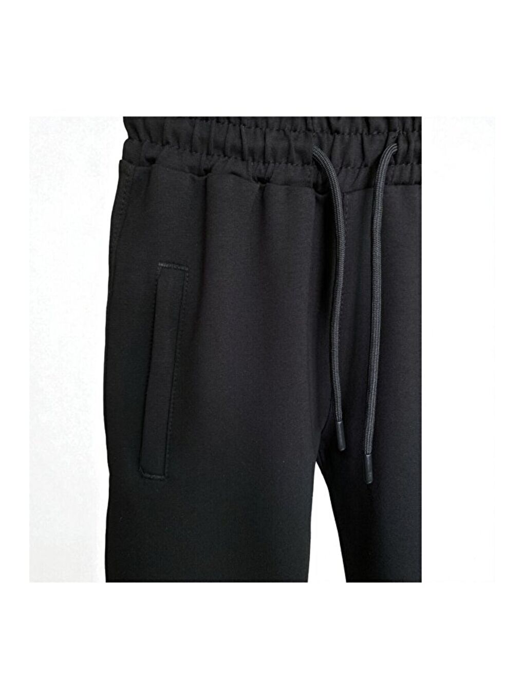 Siyah Çocuk Pamuklu 3 İplik Fermuarlı Cepli Manşet Paça Yüksek Kalite Şardonlu Eşofman Altı-4