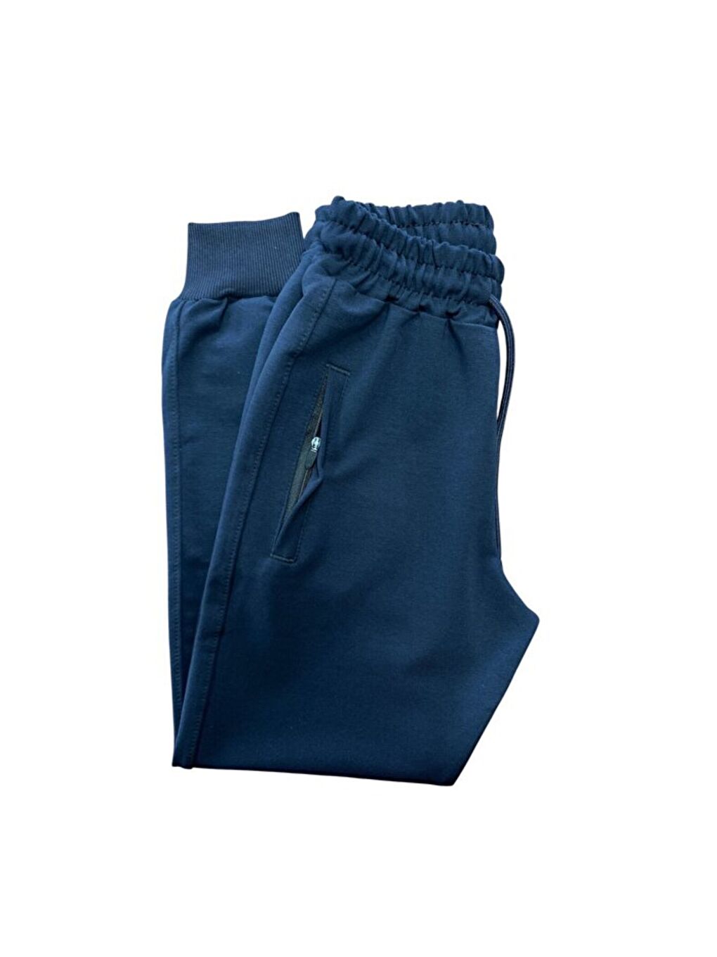 Lacivert Çocuk Pamuklu 3 İplik Fermuarlı Cepli Manşet Paça Yüksek Kalite Şardonlu Eşofman Altı-1