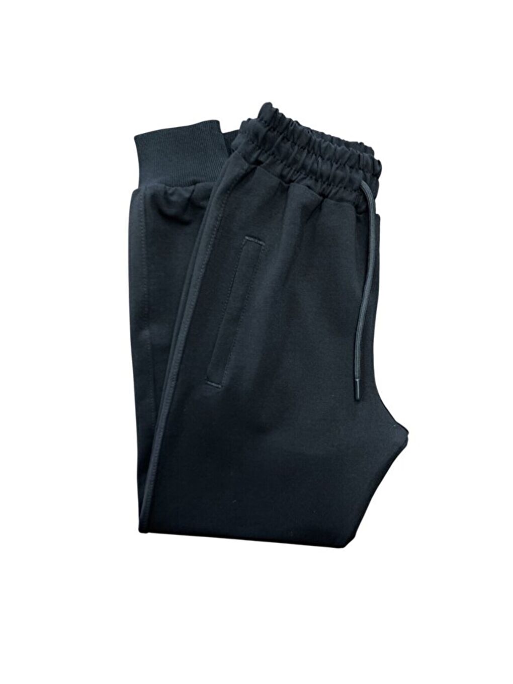 Siyah Çocuk Pamuklu 3 İplik Fermuarlı Cepli Manşet Paça Yüksek Kalite Şardonlu Eşofman Altı-2
