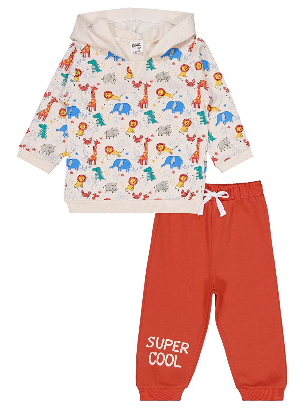 Siyah Baby Safari Baskılı 2'li Set 6-18 Ay Takım - Standart-3